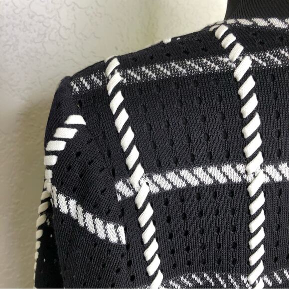 Misook black and white plaid knit open front jacket size Extra Small XS - Picture 13 of 14